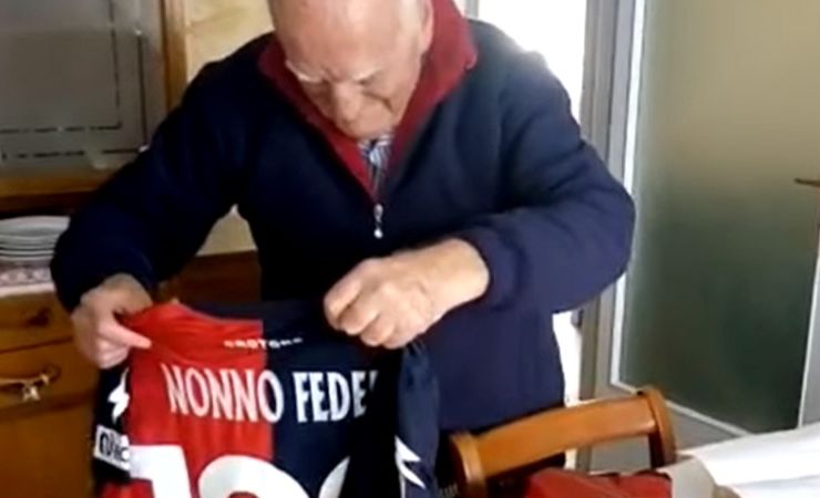 Nonno Fedele emozionato