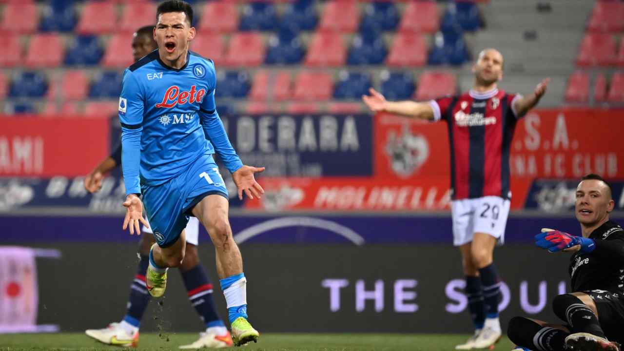 Gol Lozano in Bologna-Napoli