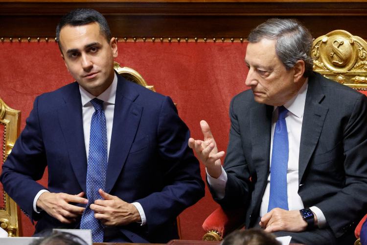 Di Maio e Draghi in Senato (foto ANSA)