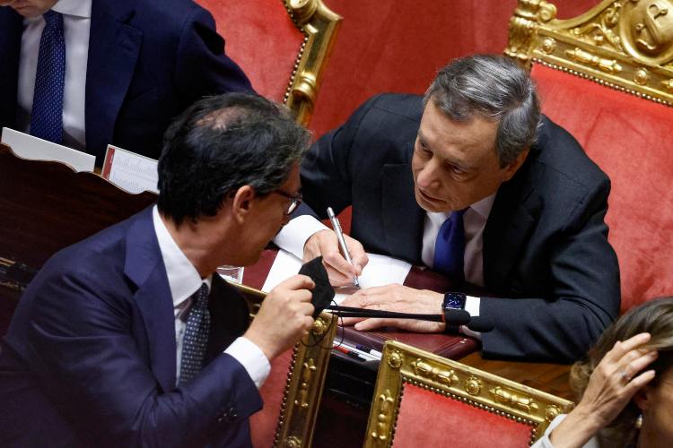 Draghi in Senato (foto ANSA)