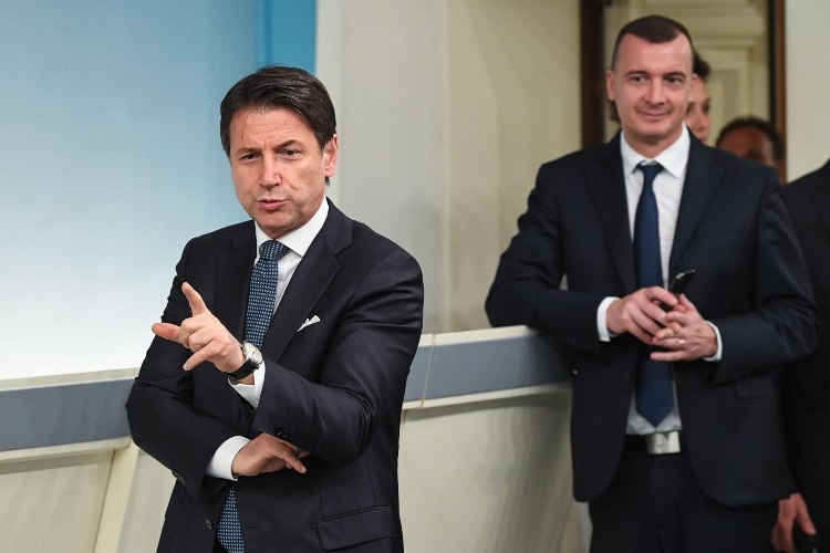 Giuseppe Conte e Rocco Casalino (foto ANSA)