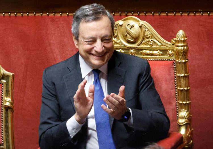 Il premier Draghi in Senato (foto ANSA)