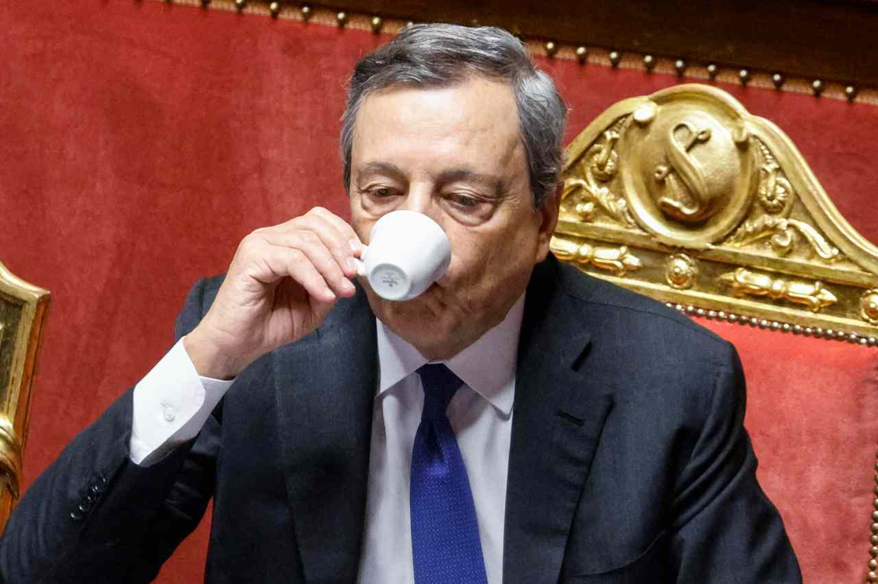 Il premier Draghi in Senato per le comunicazioni fiduciarie (foto ANSA)