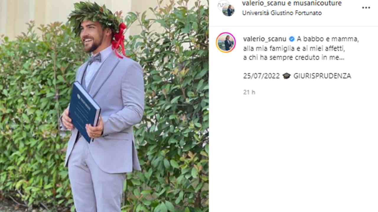 Valerio Scanu laureato in giurisprudenza 