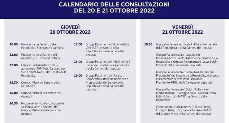 Calendario consultazioni