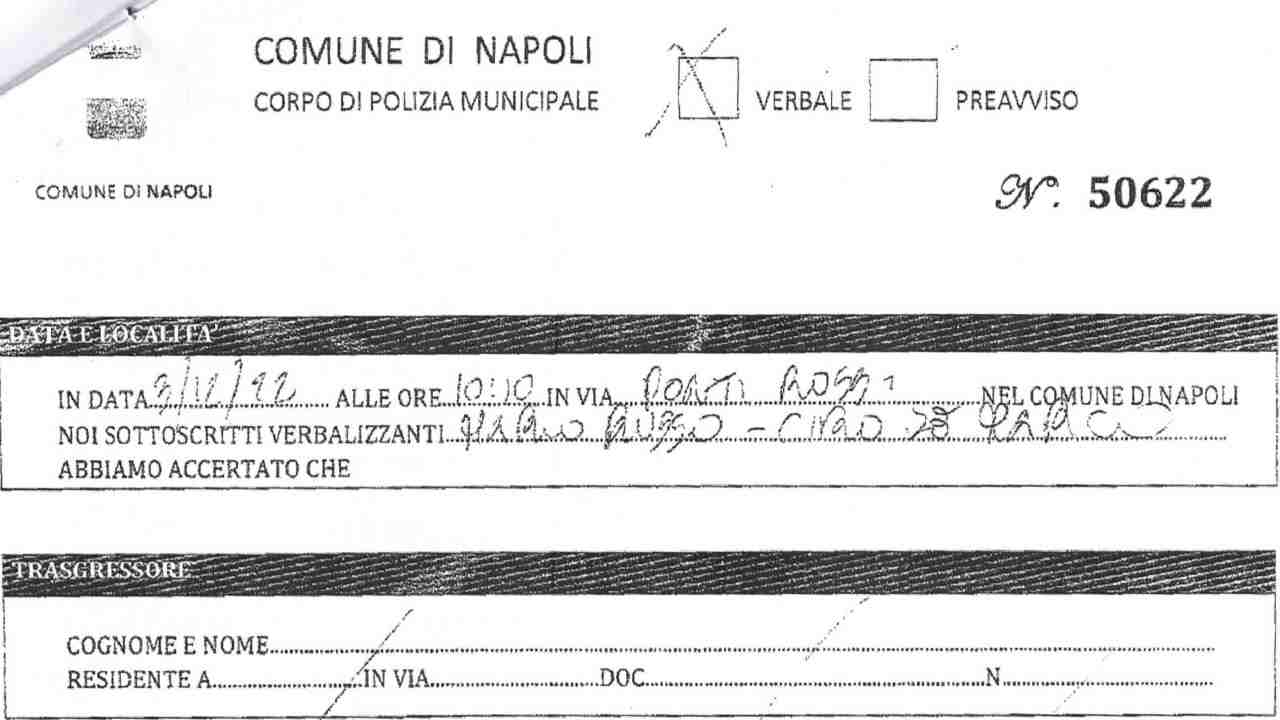 Falsa multa Comune Napoli