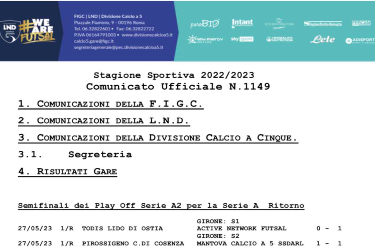 Calcio a 5, maxi squalifica dopo la rissa con l'arbitro