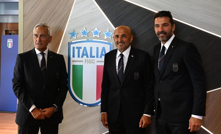 Gabriele Gravina, Luciano Spalletti e Gianluigi Buffon 