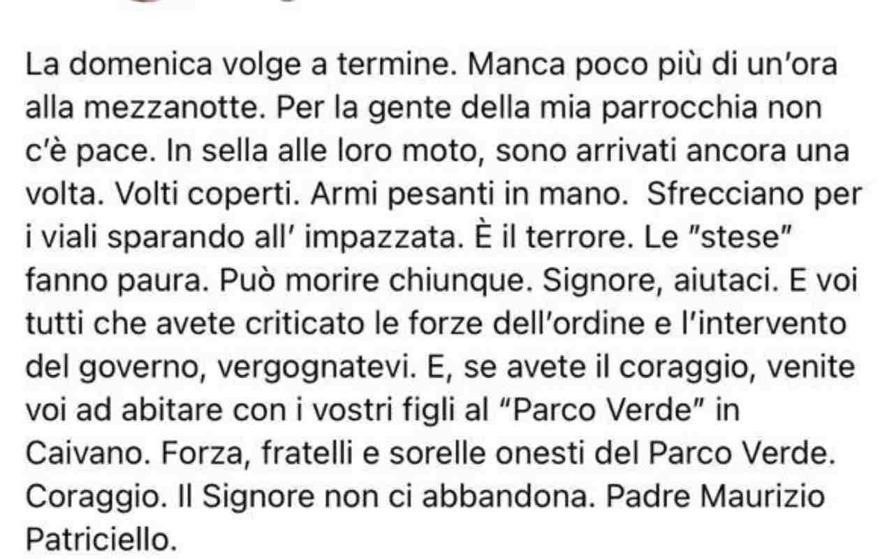 Caivano, Don Patriciello denuncia la stesa