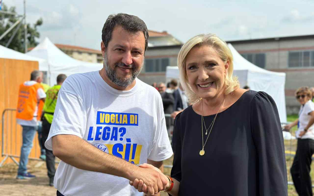 Le Pen arrivata a Pontida accolta da Salvini