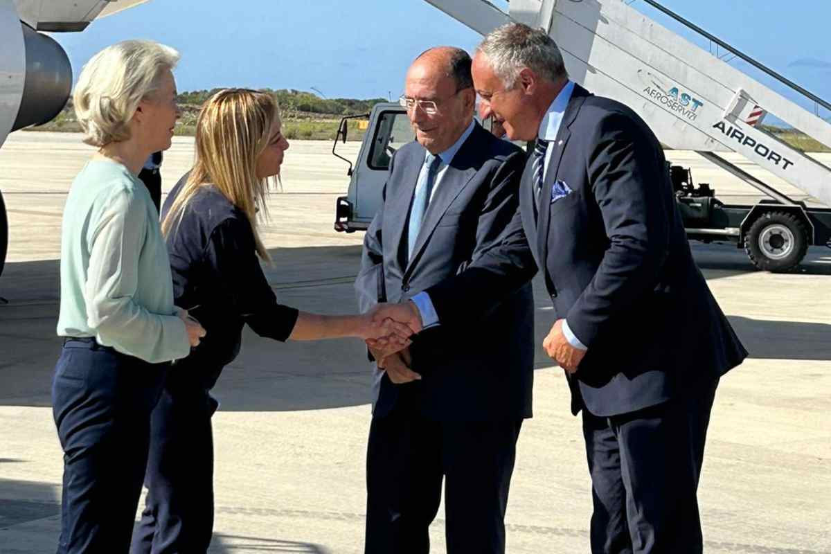 Arrivo in Sicilia di von der Leyen e Meloni