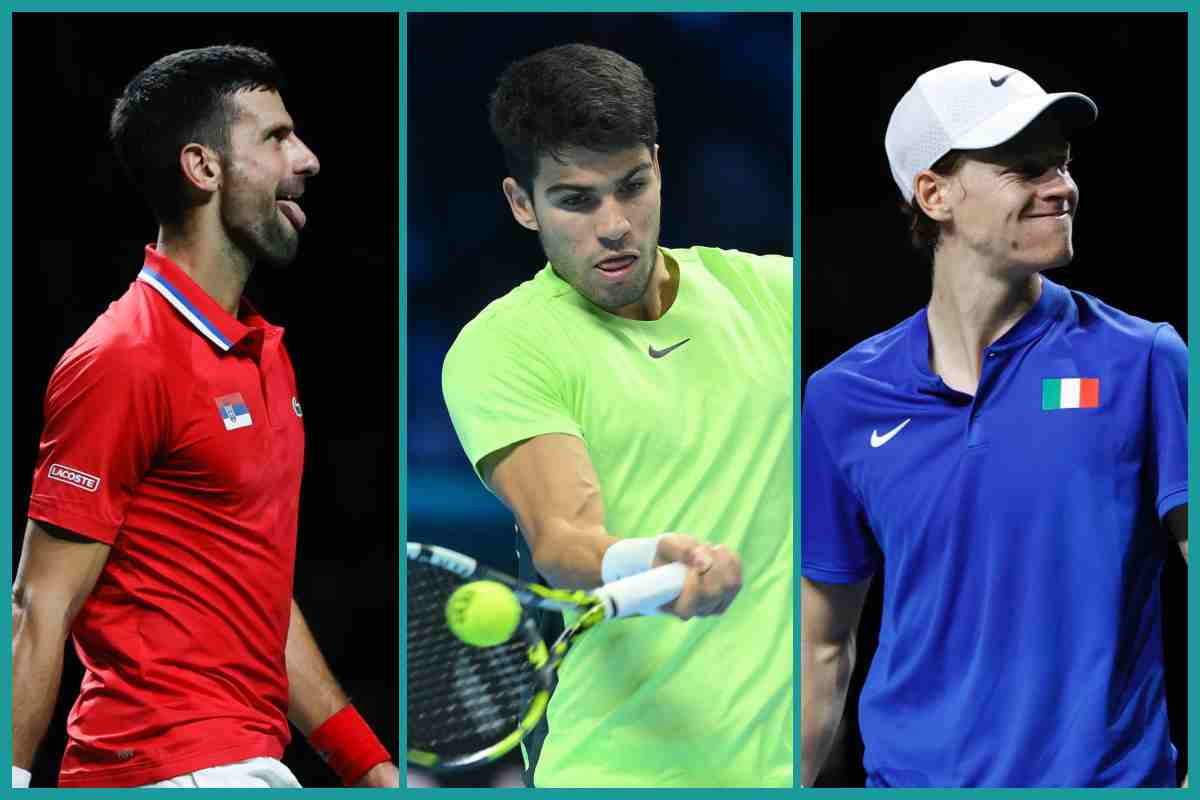 Novak Djokovic, Carlos Alcaraz e Jannik Sinner