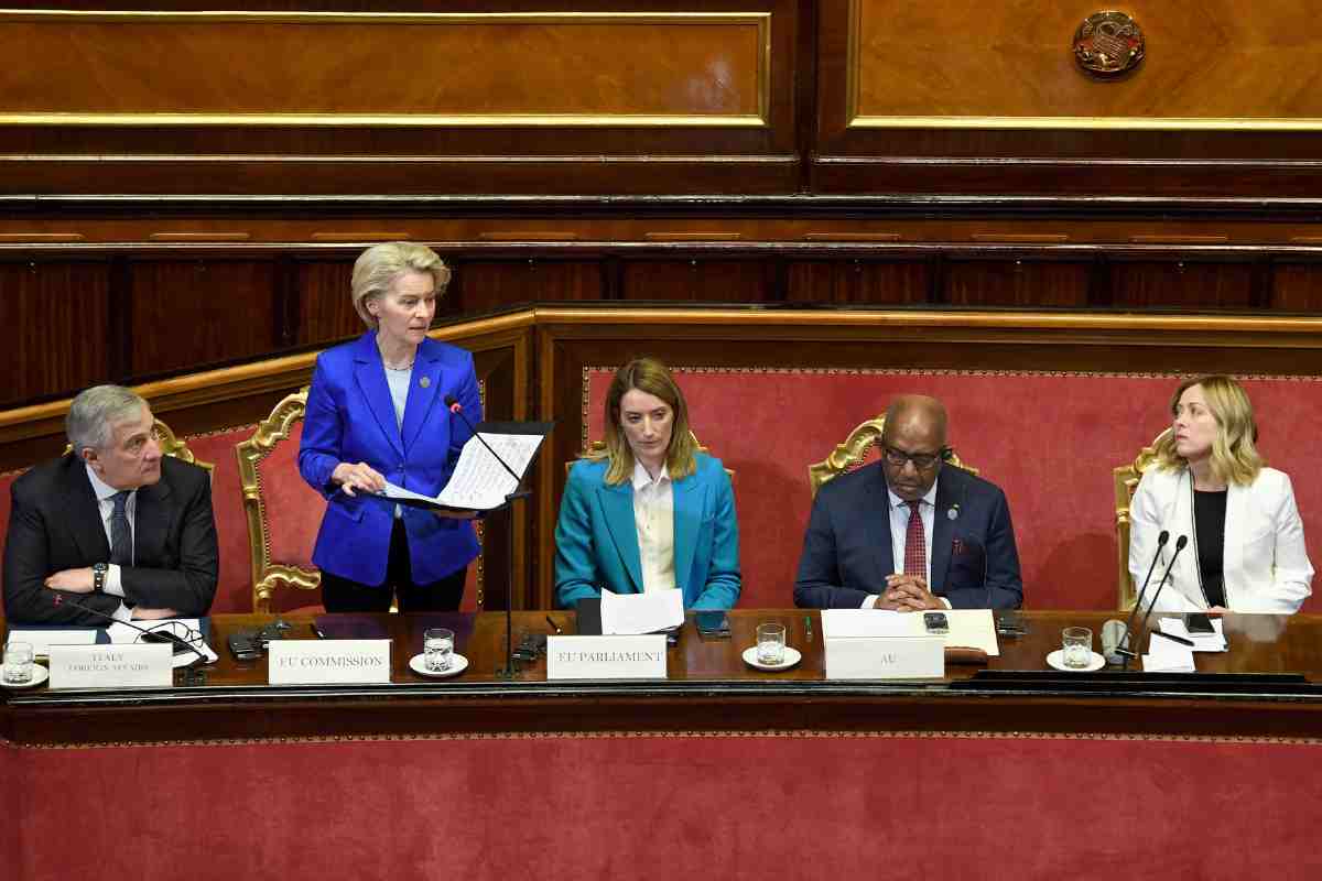 Antonio Tajani, Ursula von der Leyen, Roberta Metsola, Giorgia Meloni, Azali Assoumani