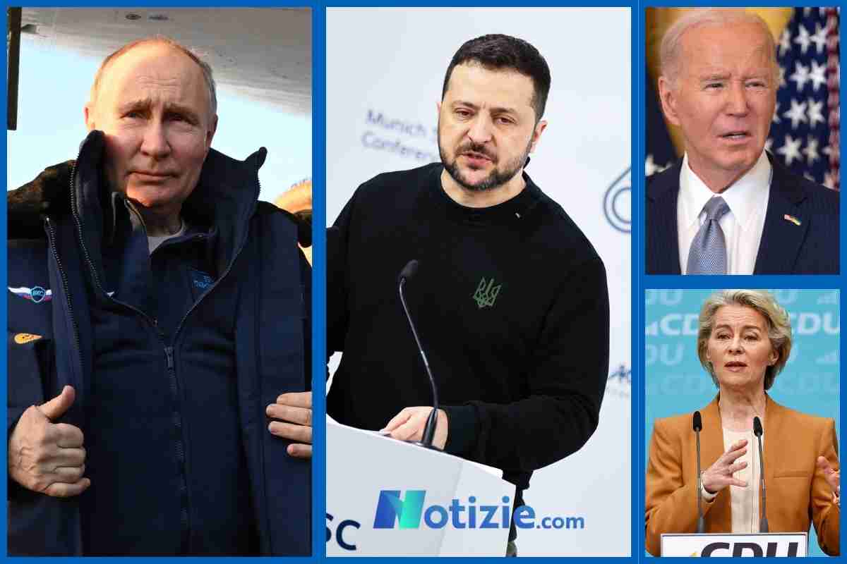 Vladimir Putin, Volodymyr Zelensky, Joe Biden, Ursula von der Leyen