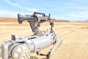 Cina, pronto il cane robot da guerra con la mitragliatrice