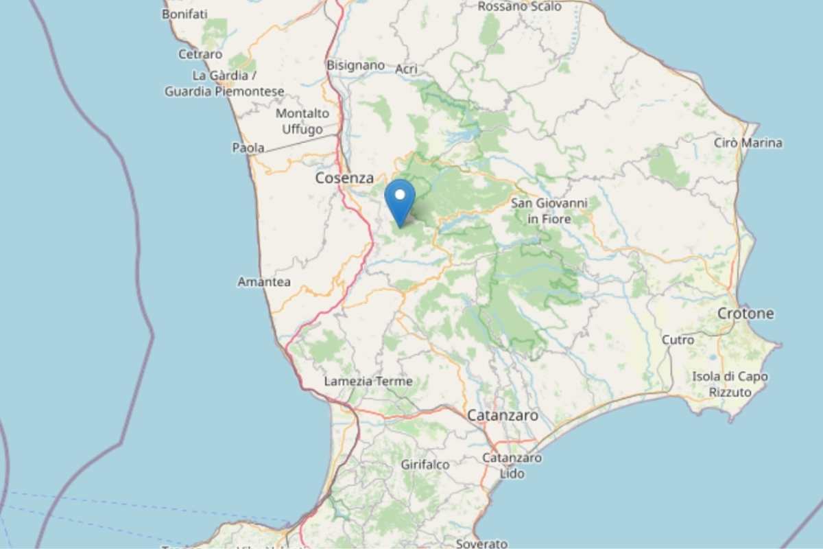 Epicentro del terremoto di oggi in Calabria