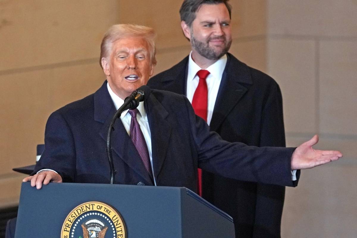Donald Trump durante il discorso per l'insediamento alla Casa Bianca