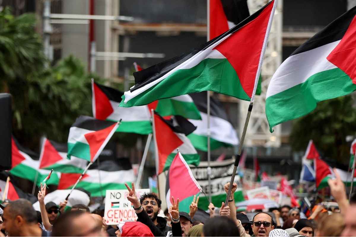 Un momento di una manifestazione pro-Palestina