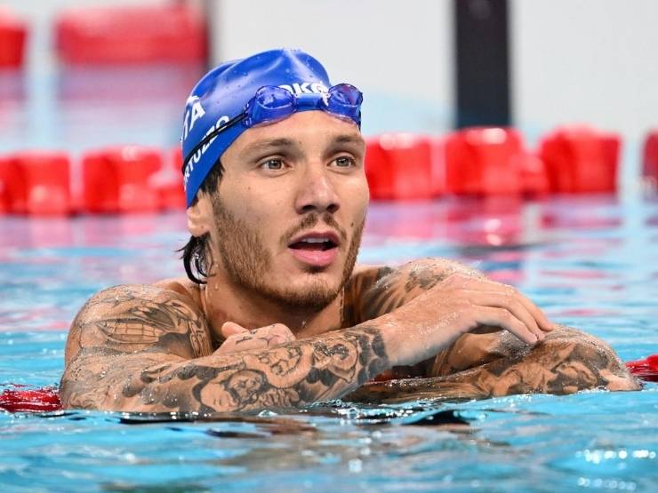 Manuel Bortuzzo in piscina durante un allenamento