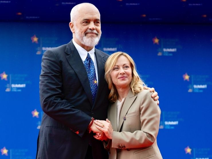 I presidenti albanese e italiana Edi Rama e Giorgia Meloni
