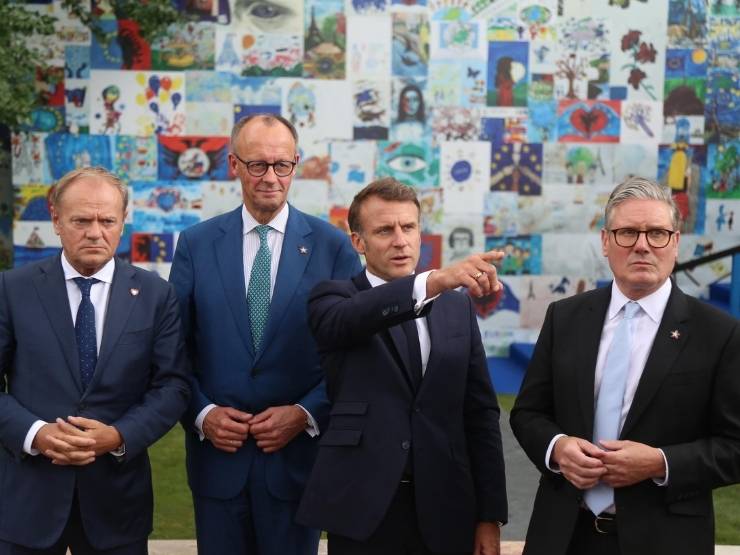 Donald Tusk, Friedrich Merz, Emmanuel Macron, Keir Starmer