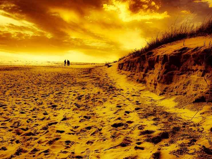 Caldo torrido, panorama di una spiaggia