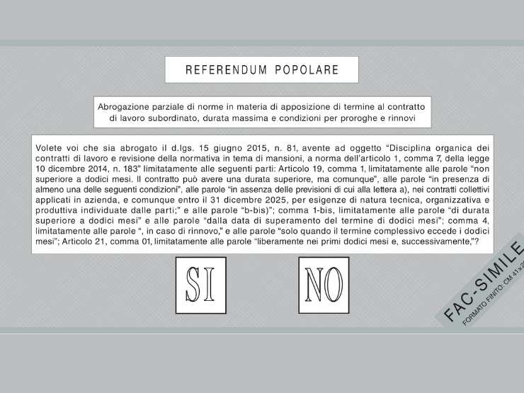 Terzo quesito del referendum 8-9 giugno 2025 (Fac simile)