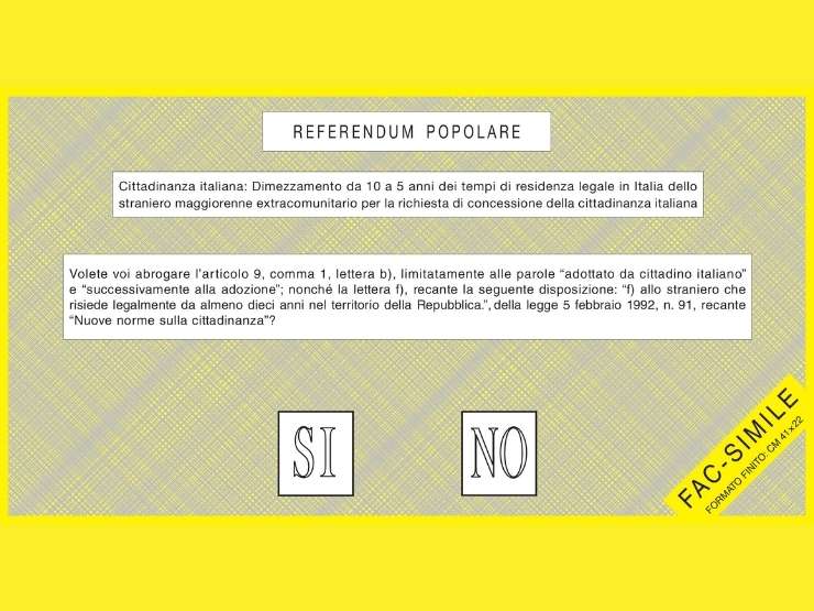 Fac simile del quinto quesito del referendum dell'8 e 9 giugno 2025