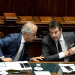 I ministri dell'Interno e delle Infrastrutture Matteo Piantedosi e Matteo Salvini, in Aula