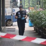 La polizia fa i rilievi attorno al palazzo dov'è morta Sueli Leal Barbosa