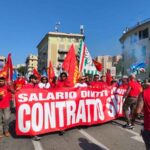Protesta dei metalmeccanici allo sciopero generale di venerdì 20 giugno