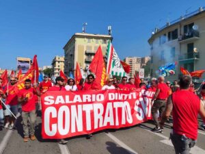 Protesta dei metalmeccanici allo sciopero generale di venerdì 20 giugno
