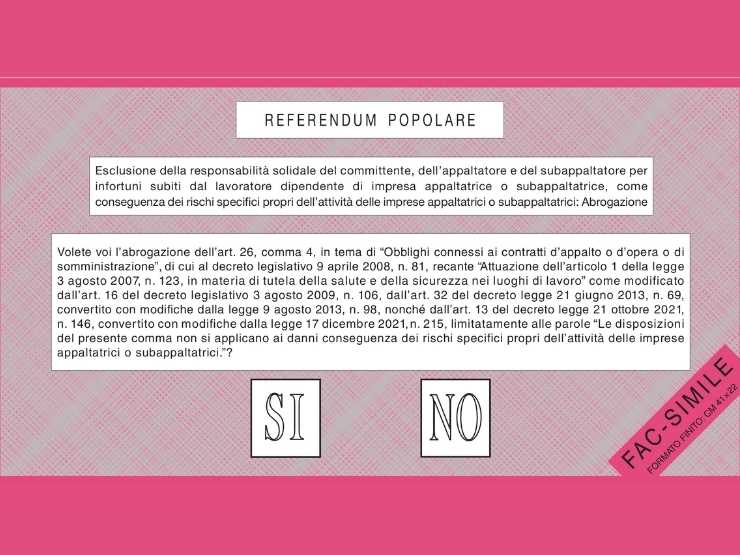 Fac simile del quarto quesito del referendum dell'8-9 giugno 2025