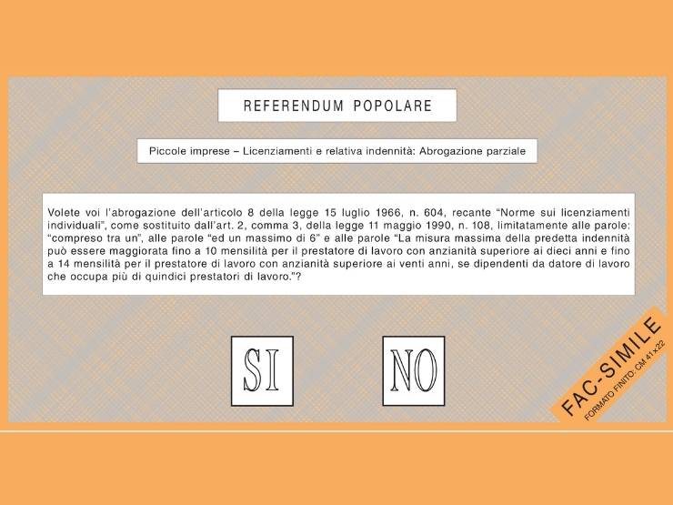 Fac-simile secondo quesito del referendum 8-9 giugno 2025