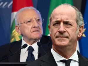 Vincenzo De Luca, presidente della Campania, e Luca Zaia, presidente del Veneto, in una combo