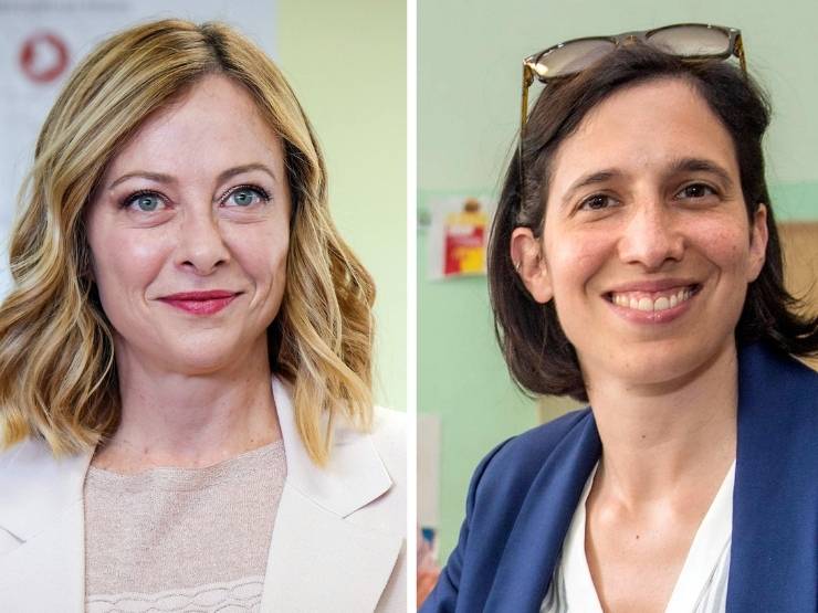 Una combo con Giorgia Meloni, premier, ed Elly Schlein, segretaria Pd
