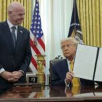 Il presidente Fifa Gianni Infantino ed il presidente Usa Donald Trump