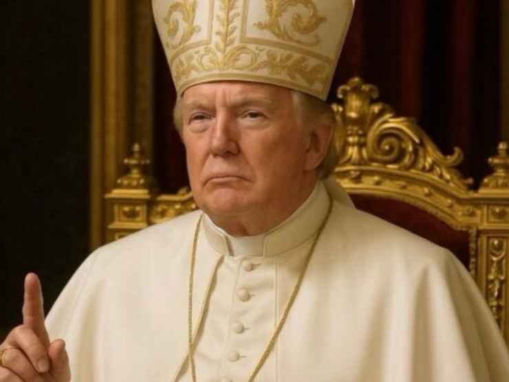 Il presidente degli Stati Uniti Donald Trump nelle vesti di Pontefice