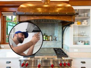 sfondo cucina e tondo con installatore cappa