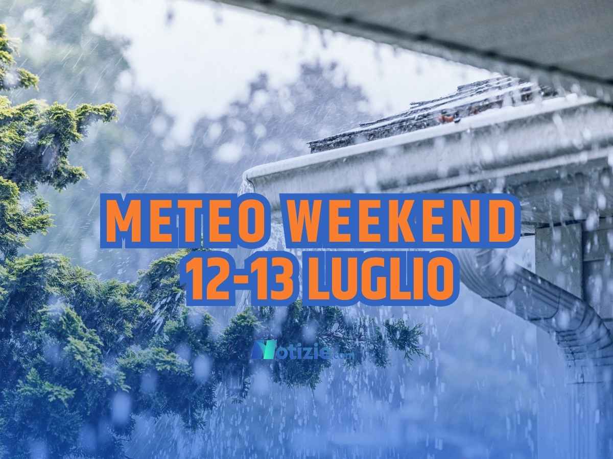 Sullo sfondo un temporale estivo. In primo piano il meteo del weekend 12-13 luglio 2025