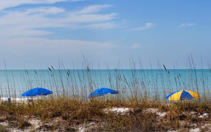 Spiaggia libera con ombrelloni