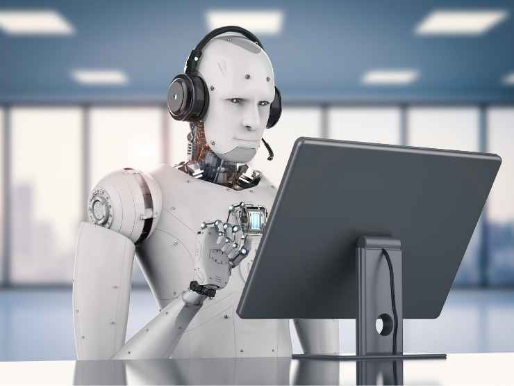 Robot e Intelligenza artificiale al telefono come in un cal center