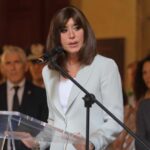 La ministra per l'Università e la Ricerca Anna Maria Bernini alla cerimonia di commemorazione della Strage di Bologna