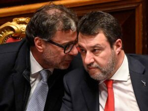I ministri Giorgetti e Salvini in Parlamento