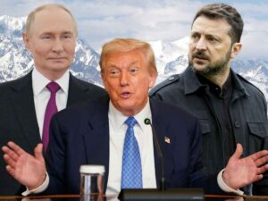 Putin, Trump e Zelensky, sullo sfondo i ghiacci dell'Alaska