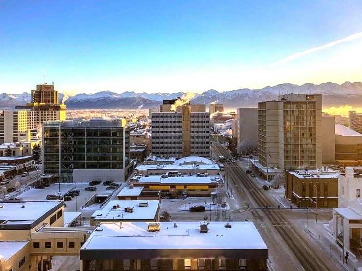 La base militare Usa di Anchorage, in Alaska, vista dall'alto