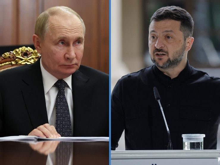 Combo di Vladimir Putin e Volodymyr Zelensky