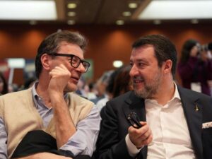 I ministri dell'Economia e dei Trasporti Giancarlo Giorgetti e Matteo Salvini