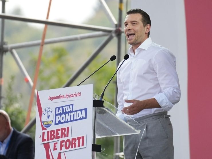 Jordan Bardella a Pontida 2025