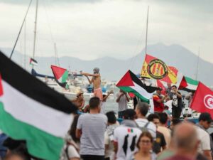 La Global sumud flotilla al largo di Tunisi